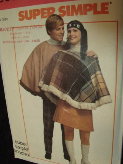 Sewing Pattern Vintage 60s 70s CAPE PONCHO NEW