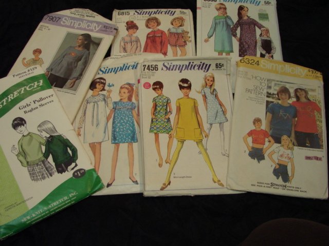 Sewing Pattern Girls Vintage 60s 70s Mod LOT 6