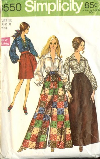 Sewing Pattern Vintage 60s Bell Bottom Pants Blouse B38