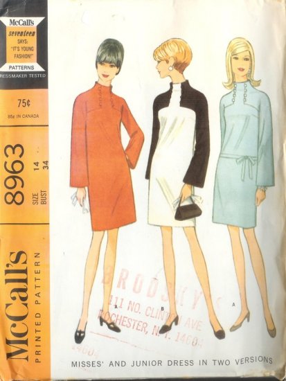 Sewing Pattern Vintage 60s MOD DRESS 1967 B34