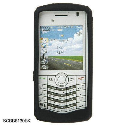 Silicone Skin Cover Case for BlackBerry 8130 Pearl - Black