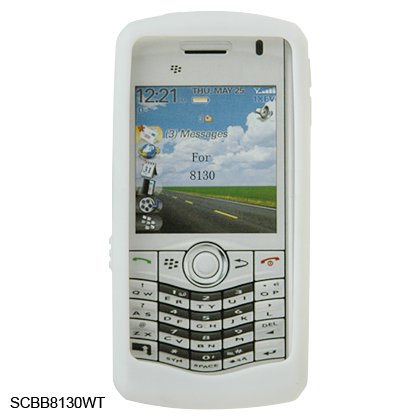 Silicone Skin Cover Case for BlackBerry 8130 Pearl - White