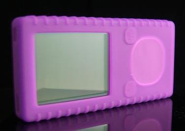 Purple Ribbed Silicone Skin Cover Case for Microsoft Zune 4GB / 8GB