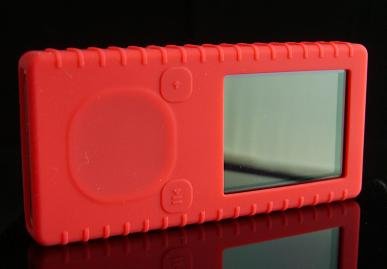 Red Ribbed Silicone Skin Cover Case for Microsoft Zune 4GB / 8GB