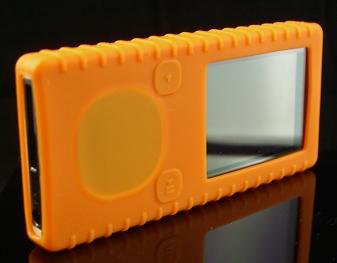 Orange Ribbed Silicone Skin Cover Case for Microsoft Zune 4GB / 8GB