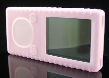 Baby Pink Ribbed Silicone Skin Cover Case for Microsoft Zune 4GB / 8GB