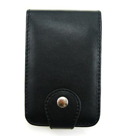 Vertical Leather Flip Cover Pouch Case for Creative Zen Vision M - Black