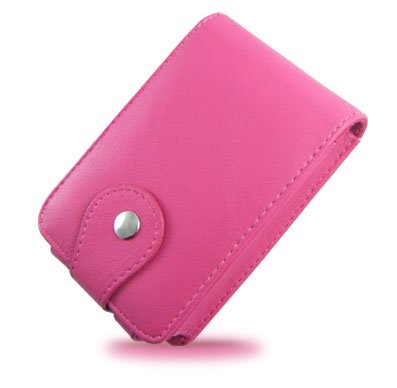 Vertical Leather Flip Cover Pouch Case for Creative Zen Vision M - Hot Pink