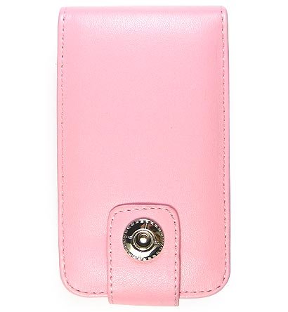 Leather Flip Cover FOLIO Carrying Case for Apple iTouch MP3 Music Video Player - PINK
