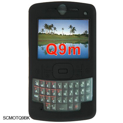 Soft Rubber Silicone Skin Cover Case for Motorola Q9m Cell Phone - Black