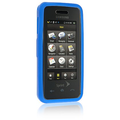 BLUE Soft Rubber Silicone Skin Case Cover for SAMSUNG INSTINCT M800 Cell Phone
