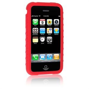 RED Full View Ribbed Silicone Skin Cover Case for Apple iPhone 3G