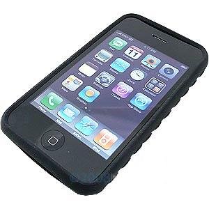 BLACK Premium High-Grade Textured Soft Rubber Silicone Skin Cover Case for Apple iPhone 3G