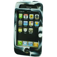 Silicone Rubber Jelly Case for Apple iPhone 3G - Black Swirls