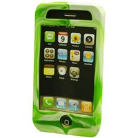 Silicone Rubber Jelly Case for Apple iPhone 3G - Green Swirls