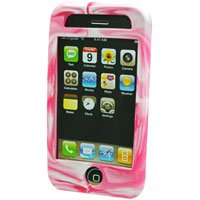 Silicone Rubber Jelly Case for Apple iPhone 3G - Pink Swirls