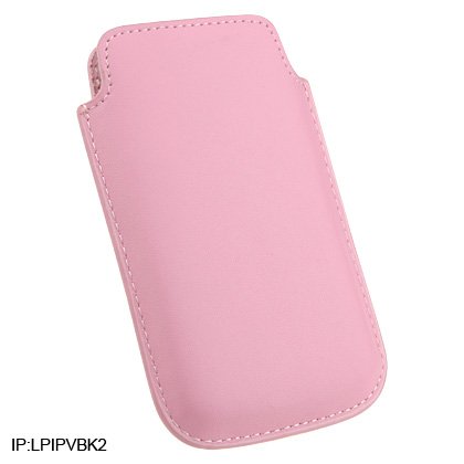 Soft Slip-On Leather Pouch Cover Case for Apple iPhone 3G Cell Phone - PINK