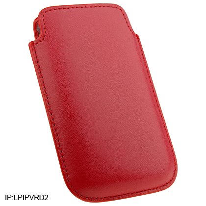 Soft Slip-On Leather Pouch Cover Case for Apple iPhone 3G Cell Phone - RED