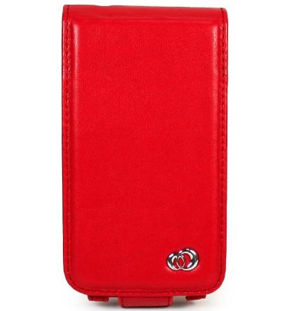 VERTICAL Leather Carrying Case Cover for Apple iPhone 3G - RED