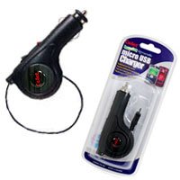 Rubberized Retractable Plug in Car Charger for LG VX9700 Dare