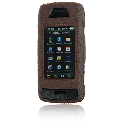 Hard Plastic Leatherette Shield Protector Case for LG Voyager VX10000 - Brown