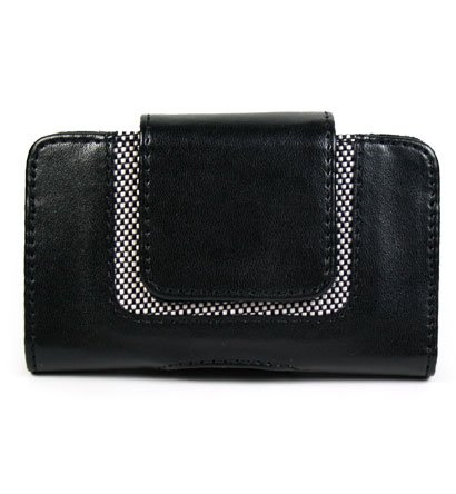 BLACK Horizontal Magnetic Wallet Style Belt Clip Case for Blackberry Curve