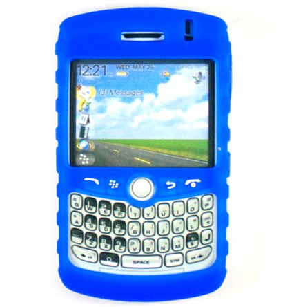 Premium Ribbed Silicone Skin Cover for BlackBerry Curve 8300 - Blue