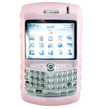 Premium Ribbed Silicone Skin Cover for BlackBerry Curve 8300 - Clear Pink