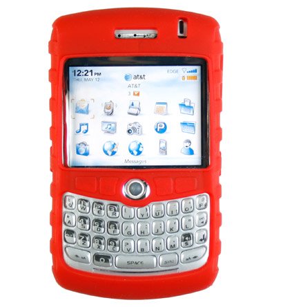 Premium Ribbed Silicone Skin Cover for BlackBerry Curve 8300 - Red