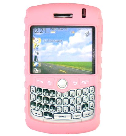 Premium Ribbed Silicone Skin Cover for BlackBerry Curve 8300 - Solid Pink