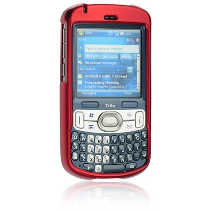 Hard Plastic Shield Protector Faceplate Case w/ Belt Clip for Palm Treo 800w - RED