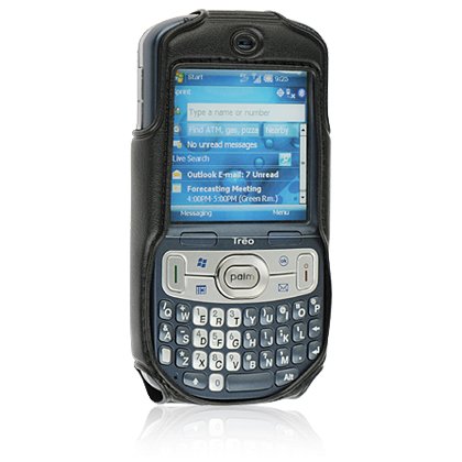 Leather Fitted Premium Case w/ Belt Clip for Palm Treo 800w - BLACK