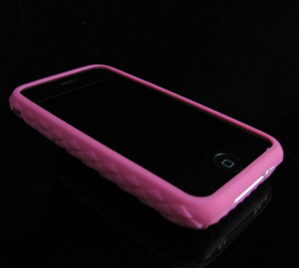 HOT PINK Premium High-Grade Textured Soft Rubber Silicone Skin Cover Case for Apple iPhone 3G