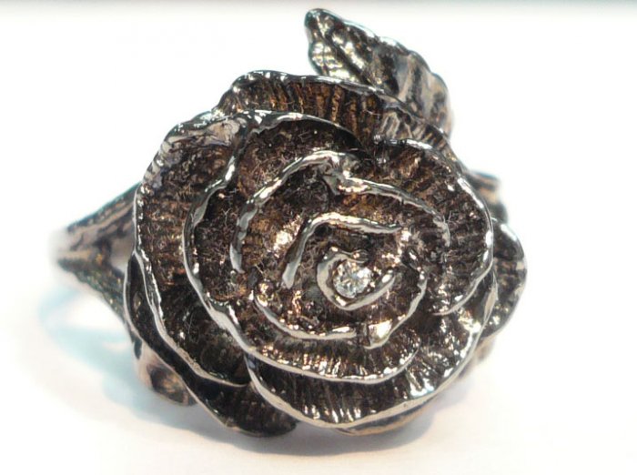 18K White Gold Black Rodium 0.01cts. Diamond Ring