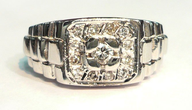 18K White Gold 0.16cts. Diamond Men's Ring