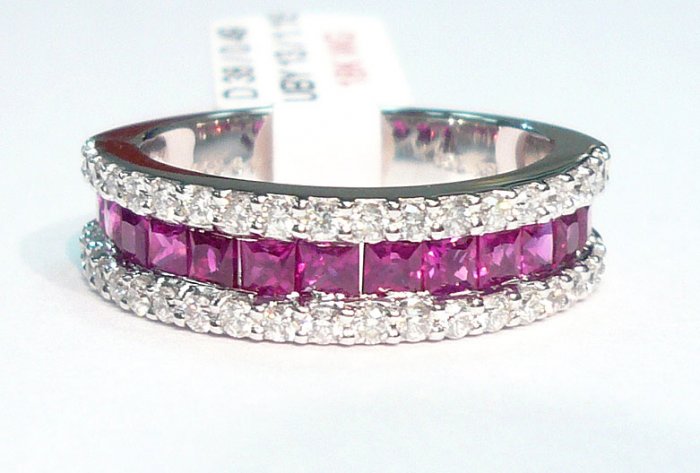 18K White Gold 0.49cts. Diamond & 1.18cts. Ruby Ring