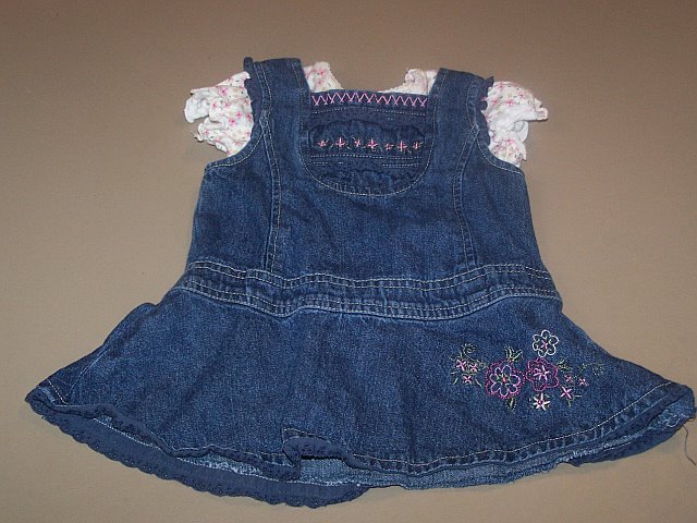 Faded Glory Denim Jumper w/Matching shirt 12m