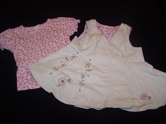 Faded Glory Khaki Wrap around dress w/matching shirt 12m