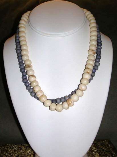 Purple and ivory beaded necklace