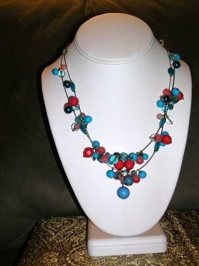 Blue and coral necklace
