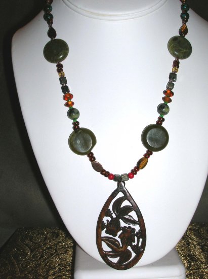 Wooden fish pendant necklace