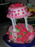 Rose/heart wedding cake