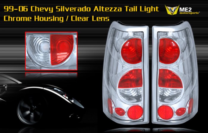 99-06 CHEVY SILVERADO ALTEZZA TAIL LIGHT CHROME CLEAR