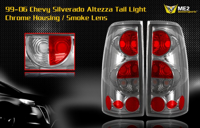 99-06 CHEVY SILVERADO ALTEZZA TAIL LIGHT CHROME/SMOKE