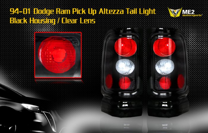 94-01 DODGE RAM ALTEZZA TAIL LIGHT BLACK CLEAR