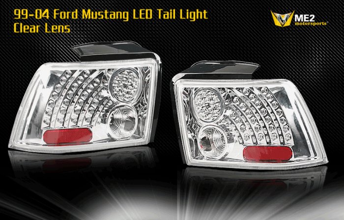 99-04 Ford Mustang LED Tail Light - CHROME CLEAR