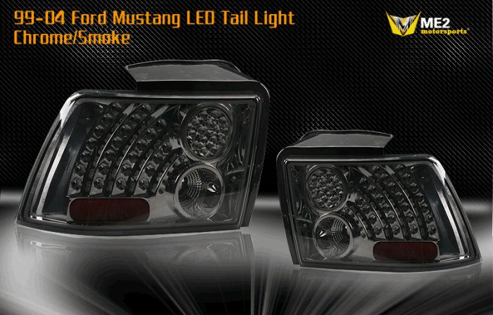 99-04 Ford Mustang LED Tail Light - CHROME SMOKE