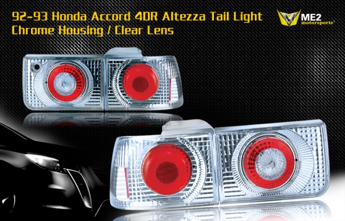 92-93 HONDA ACCORD 4DR ALTEZZA TAIL LIGHT CHROME CLEAR