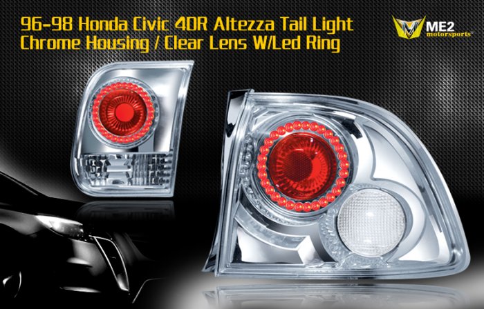 96-98 HONDA CIVIC 4DR ALTEZZA TAIL LIGHT LED RING CLEAR