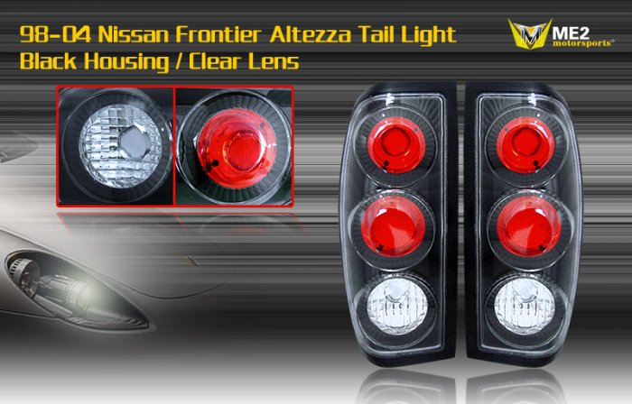 98-04 NISSAN FRONTIER ALTEZZA TAIL LIGHT BLACK CLEAR
